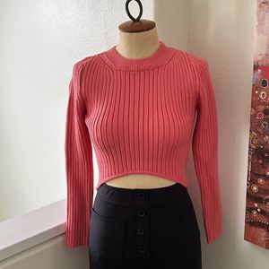 Zara Knit Sweater Cropped Top Pink Size M